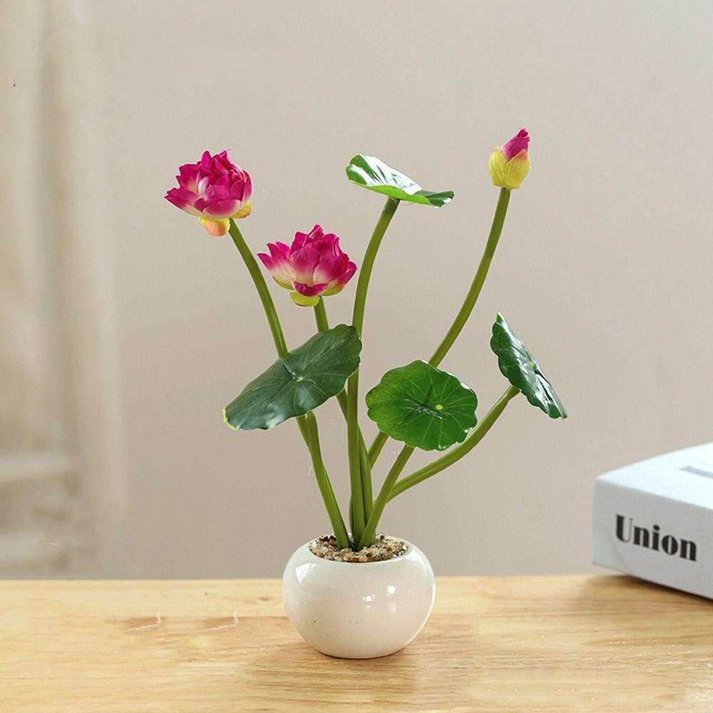 Vivid Simulation Lotus Leaf Pot Plastic Artificial Lotus Flower  Spring Home Office