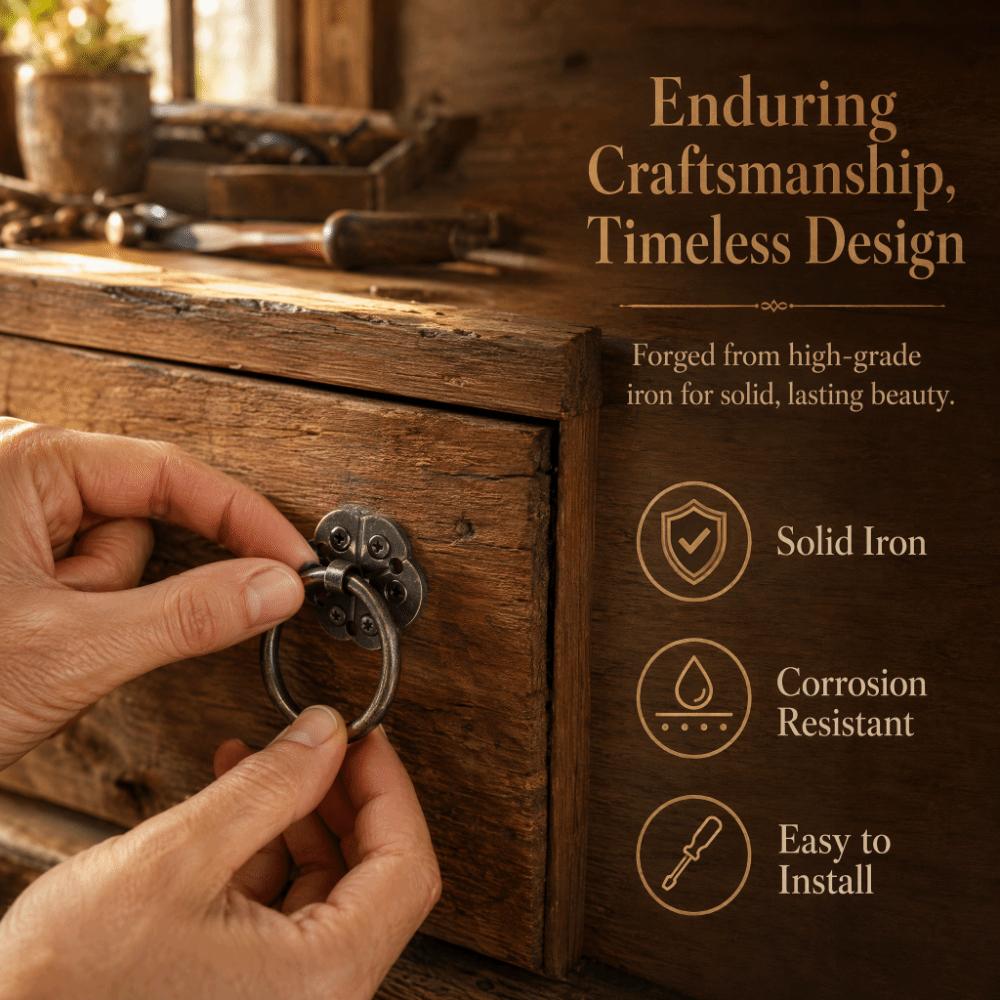 20pcs Small Furniture Handle Bronze Tone Ring Pull Hardware Vintage Drawer Cabinet Pull Drawer