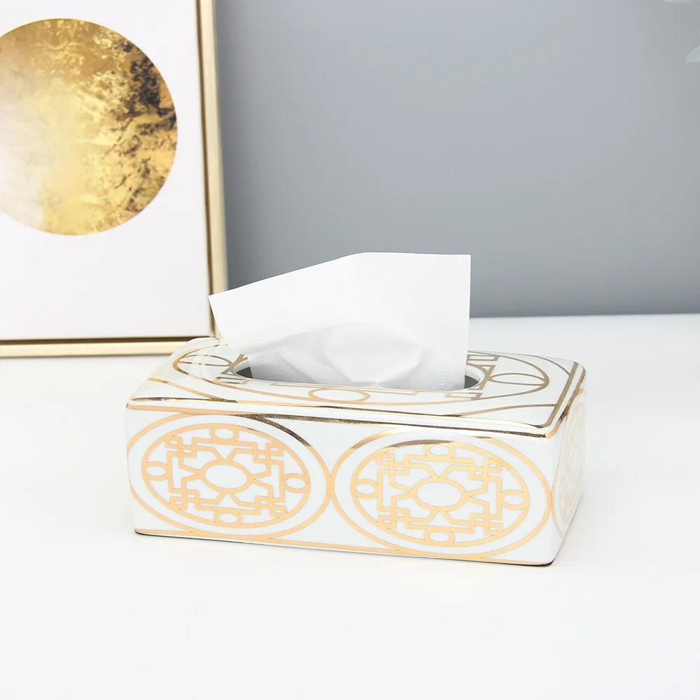 Gold Grain Ceramic Cylinder Tank Airtight Storage Jar General Jar Vase Tissue Box Ceramic Handicraft Ornaments Vintage Bottle