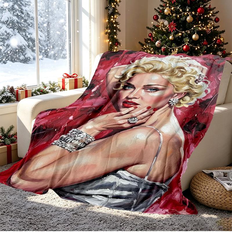 Marilyn Monroe Pattern Blanket for Home Decoration, Bed, Sofa, Car Travel, Camping, Suitable for All Seasons, Birthday Christmas Gift