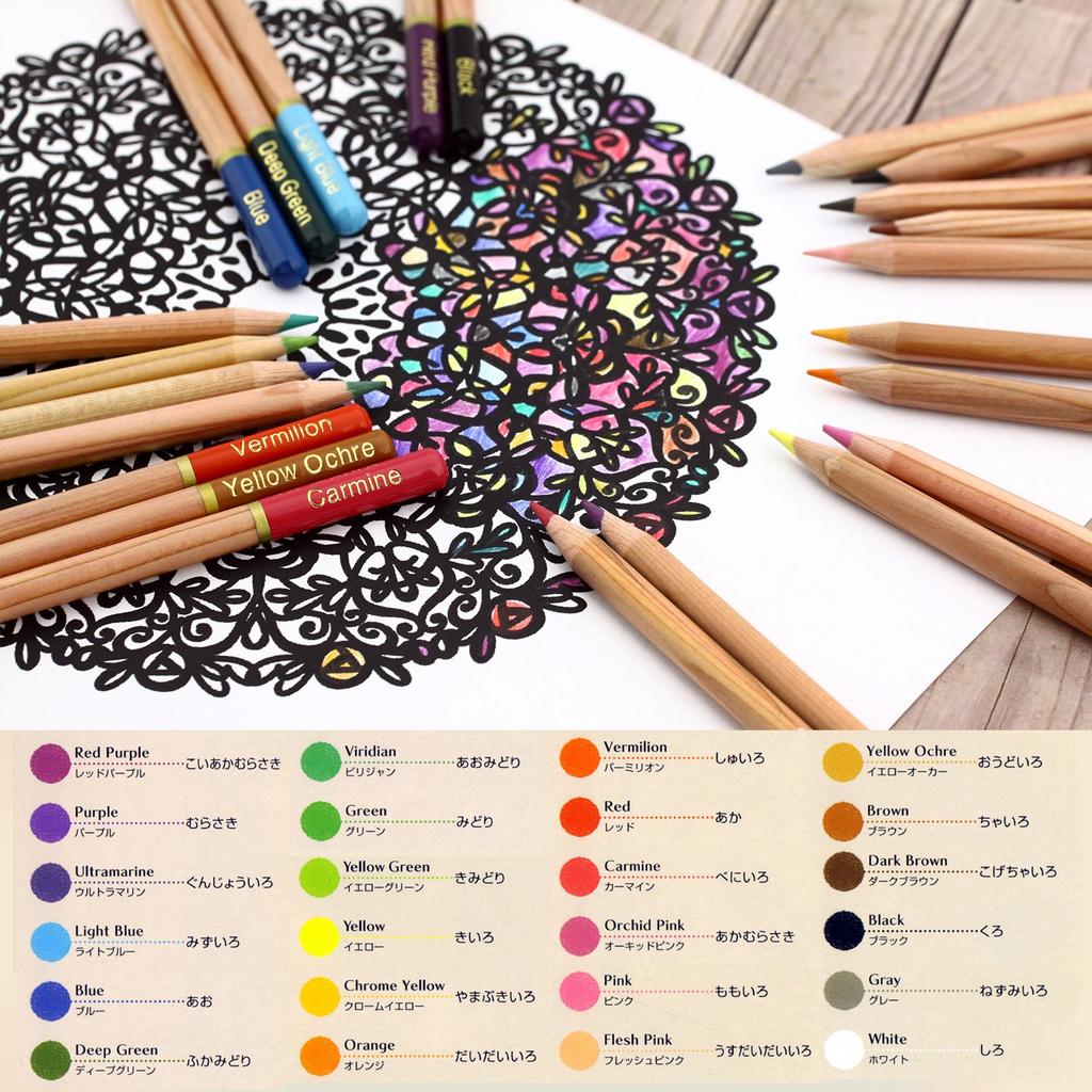 Shachihata Colored Thick 24 Colors Pencils, Core, ZCP-24C,