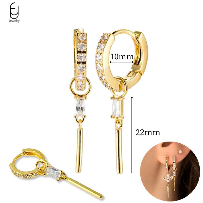 925 Silver Needle Vintage Gold Earrings Luxury Long Chain Tassel Crystal Hoop Earrings for Women Party Trend Jewelry