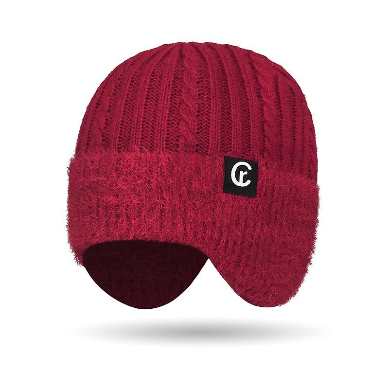 

Унисекс Зимний комплект из плюшевой вязаной шапки с ветрозащитной защитой ушей - Теплый искусственный мех норки для езды на велосипеде на открытом воздухе One Size