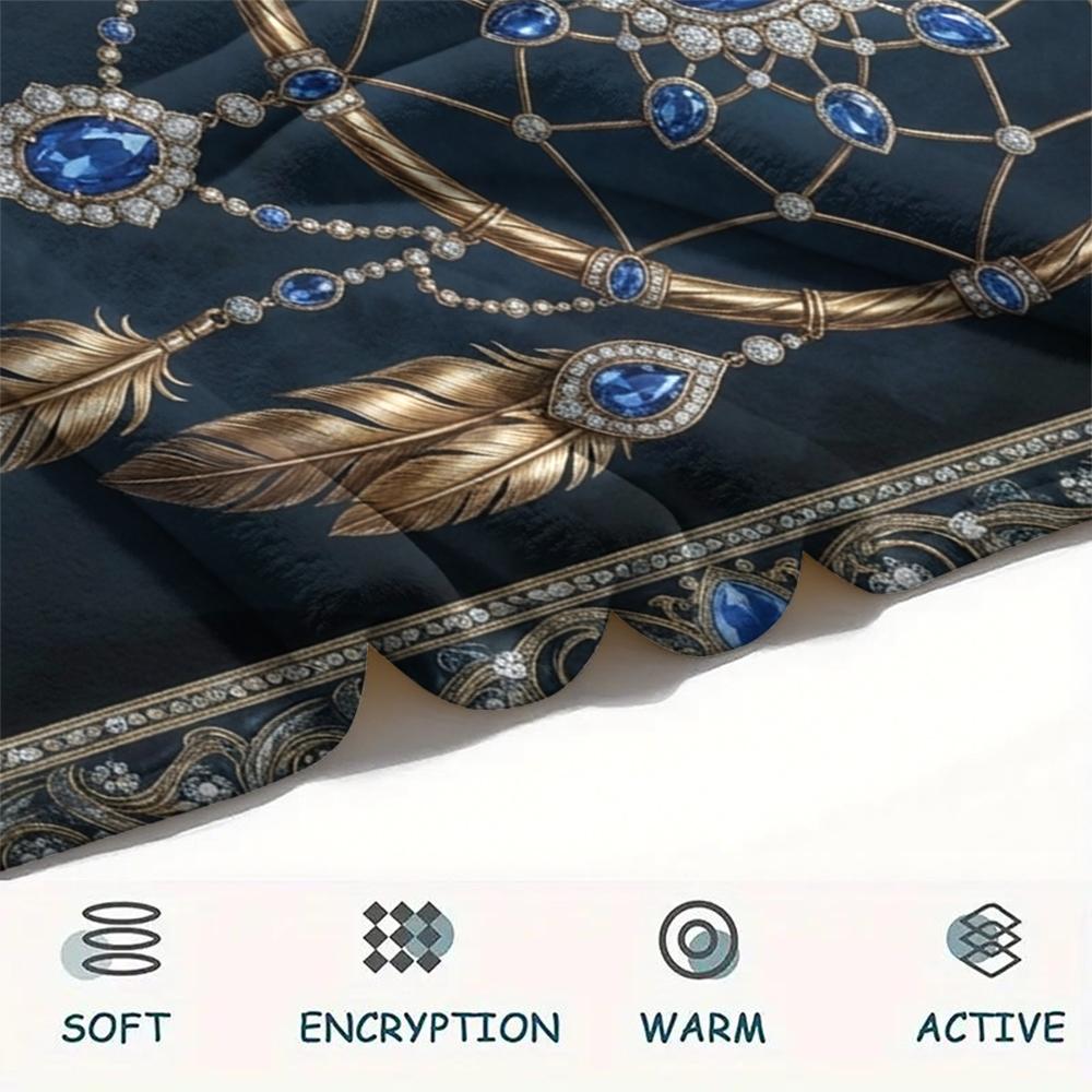 1Pc Dreamcatcher Print Flannel Blanket, High Quality Comfortable for All Seasons, Home Decor, Warmth and Comfort, Perfect for Christmas Gifts W92