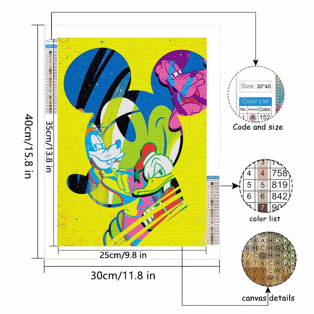 Full Round Diamond Painting Mickey and Goofy Art Rhinestone Picture Mosaic DIY 5D Cross Stitch Embroidery Home Decoration