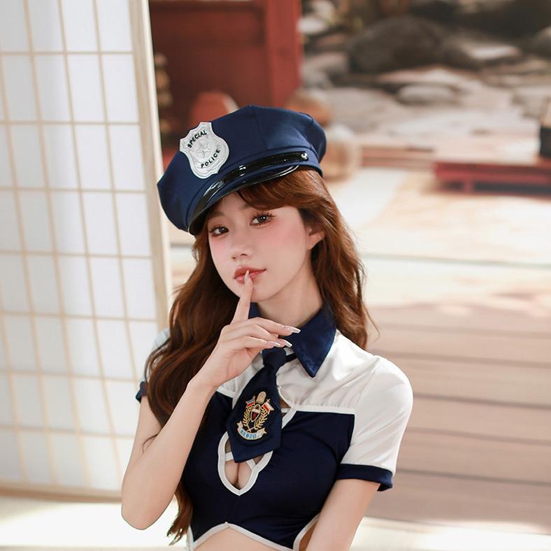 Sexy Spodní prádlo Policejní klobouk Osmihranný Plochý klobouk Cosplay Zábavné rekvizity Americký policejní klobouk Doplňky Ženy