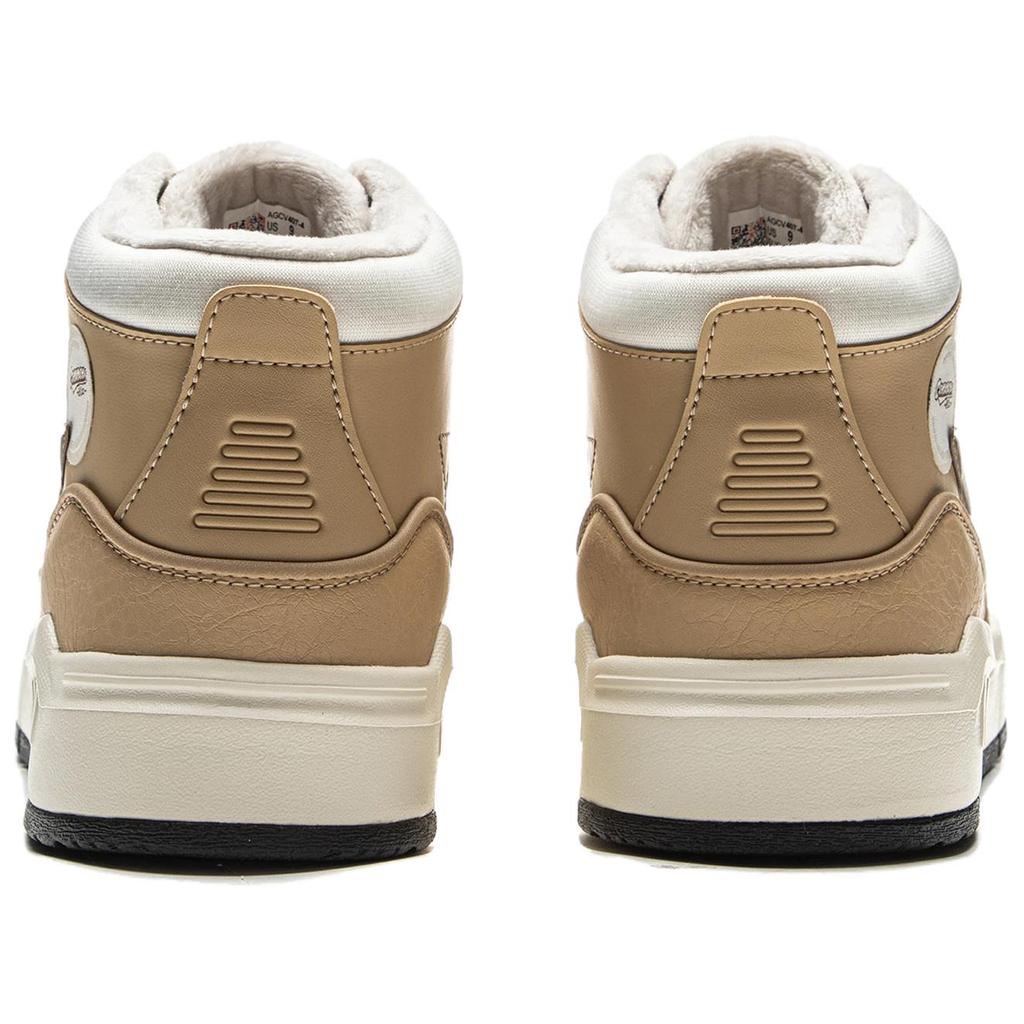 Li Ning Common 80s Thermal Slip Resistant And Abrasion Resistant Mid Top Skateboard Shoes Men's Tea Brown Ecru AGCV407-4