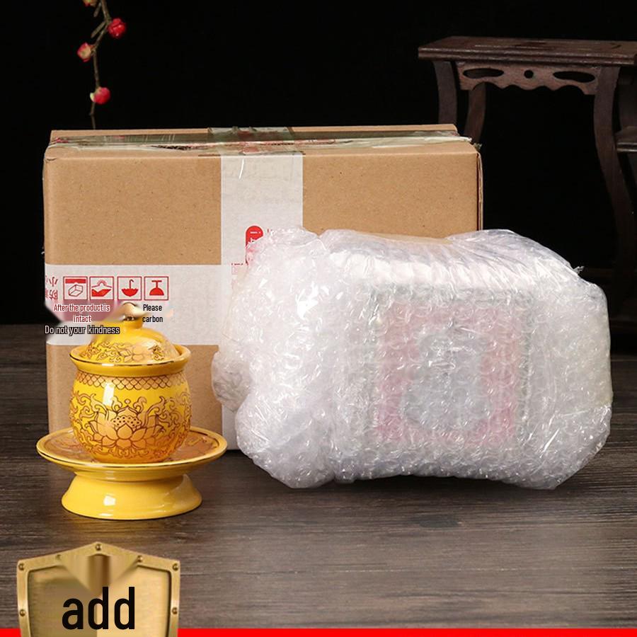 Coppa per Acqua per Altare Buddista in Ceramica di Loto con Mantra della Grande Compassione - Tazza per Offerte a Guanyin