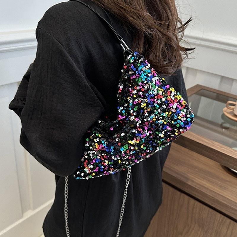 Fashionable 2024 Early Spring Shiny Design Vintage Underarm Handbag Chic Evening Party Bag In Various Colors