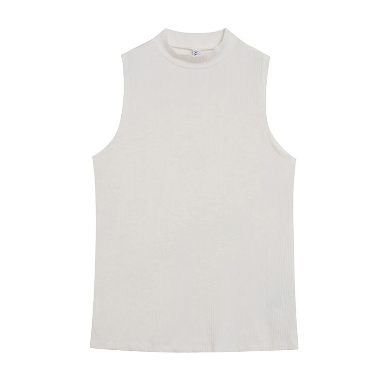 

K-style Minimalist Style Elegant Loose Sleeveless T-shirt Women s Summer Relaxed Feeling Niche Style Half Turtleneck Base Tops Export Slightly flaw White XXL