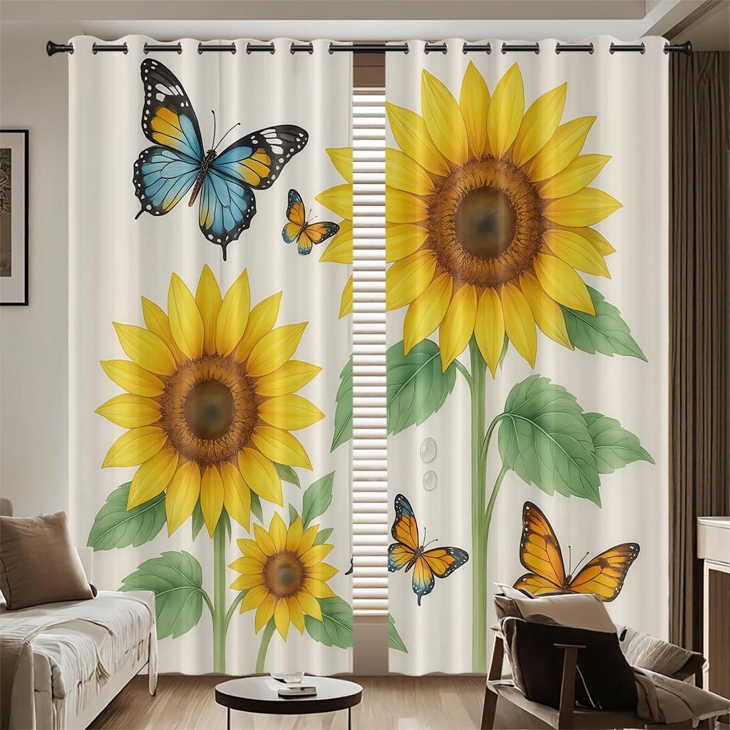 Individuelle Sonnenblumen Verdunkelungsvorhänge - Hochpräziser Digitaldruck, Verdicktes Polyester, Sonnenschutz