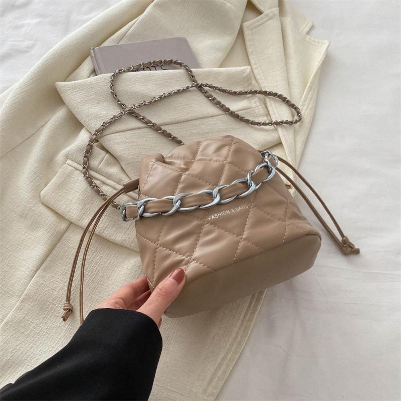 Trendy Small Bucket Bag With Exquisite Embroidered Thread 2024 Spring New Women s Shoulder Bag хаки