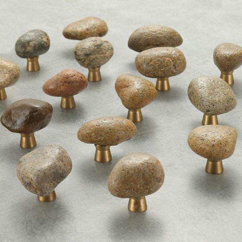 5Pcs Cobblestone Cabinet Knob Drawer Pulls Elegant Furniture Decorative Handle for Kitchen Cupboard Wardrobe Enduring