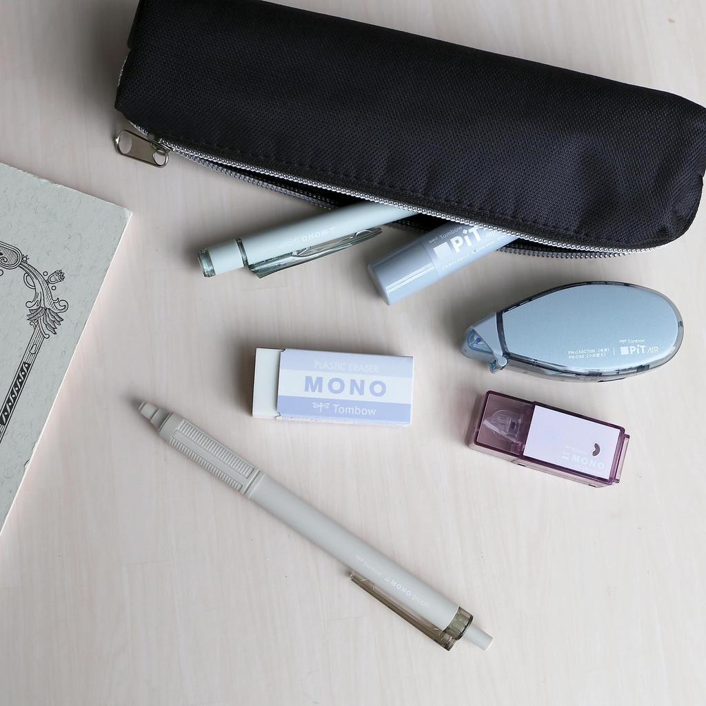 Tombow Pencil MONO PIT Stationery Set 5 Pieces Ash Color Steel PCC-531CAZ