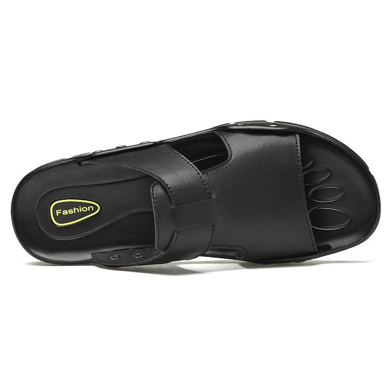 Summer Men Leather Slides Slippers Plus Size 50 51 52 Casual Shoes Outdoor Beach Black Soft Sandals Flat New Fashion 2026