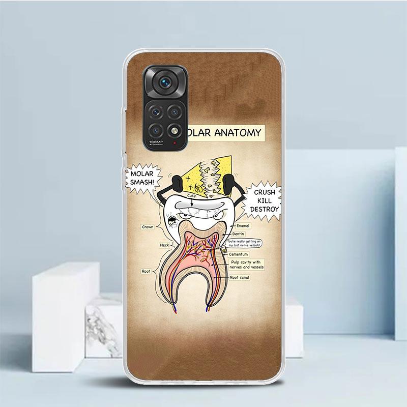 Wisdom Teeth Dentist Tooth Phone Case For Xiaomi Redmi Note 15 14 14S 13 12S 12 Pro Plus 11S 11 11T 11E 10S 10 + Soft TPU Back C