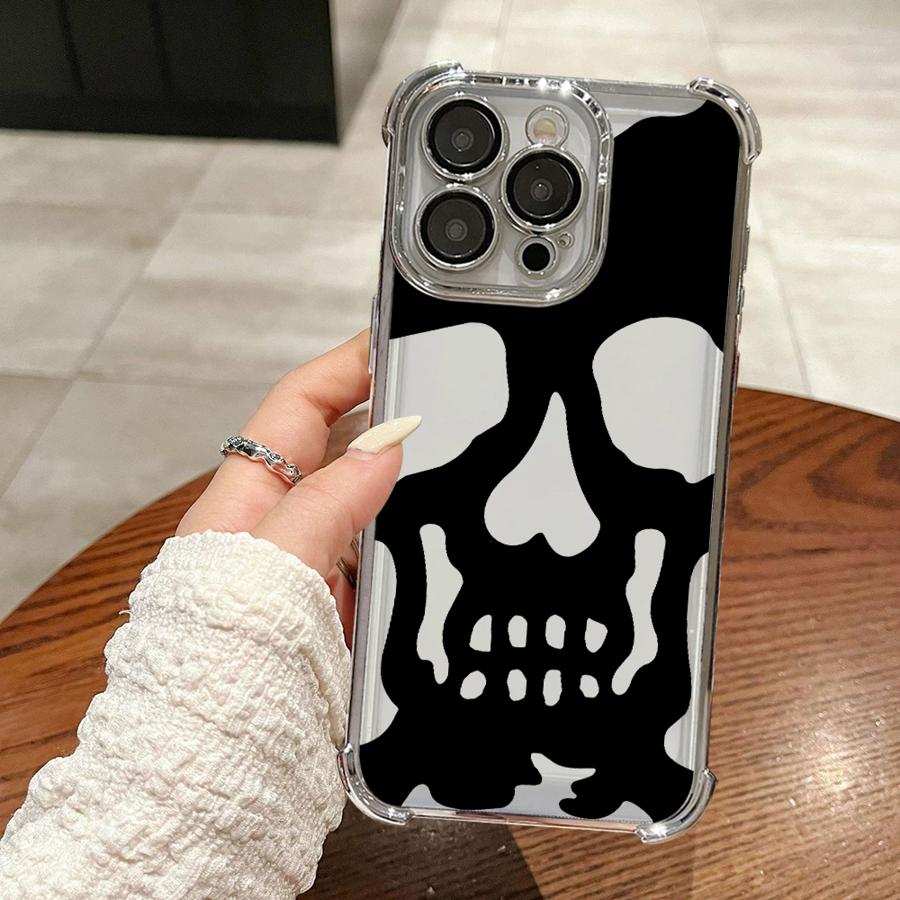 

Крутой черный чехол-бампер с черепом для Apple iPhone 17 Pro Max 14 11 16 17 XS XR 13 12 Plus 15 Air iPhone 12