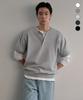 Washable Supima Cotton Henley Neck Short Sleeve Knit (5 Colors) (Type B)