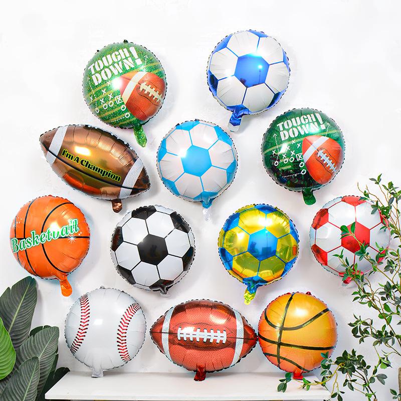 18 Inch Black And White Football Balloon Football Basketball Balloon Baseball Sports Aluminum Film Balloon European Cup Decorative Props