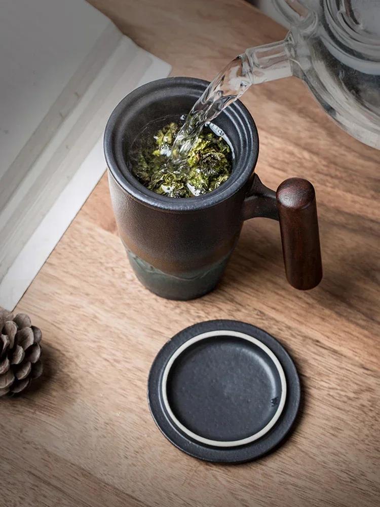 Kreativer Retro-Becher Keramik Große Teetasse Kaffee Handgefertigte Keramikbecher Tassen und Becher Geschäftsgeschenk-Set