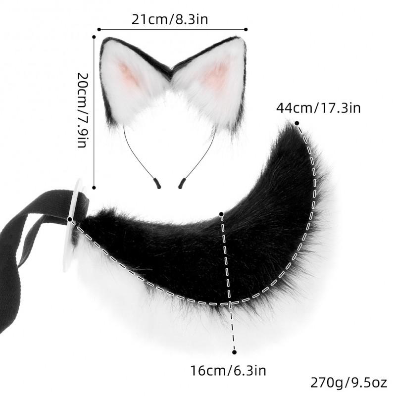 Handmade Black Shiba Inu Dog Ears Tail Set Cosplay Costume Accessory Halloween Anime Convention
