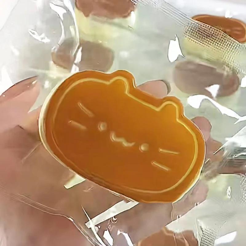 Cute Pudding Cat Mochi Squishy, Cheese Kitty Stress Relief Squeeze Toy, Soft Fidget Sensory Toy for Kids Adults