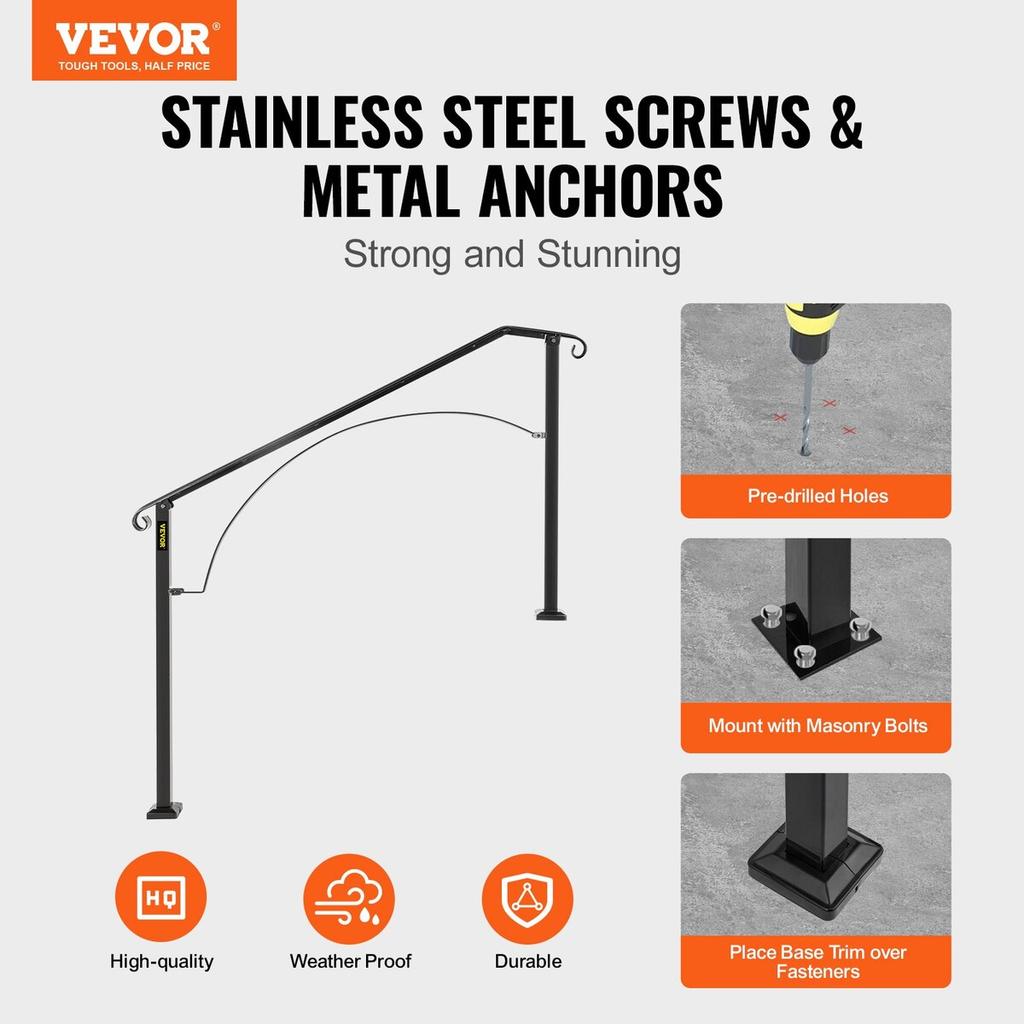 Handrail Arch #3 Fits 3 or 4 Steps Matte Black