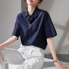 Simple commuting short sleeved shirt for women in 2026 summer, thin, fashionable, loose, versatile, solid color casual shirt