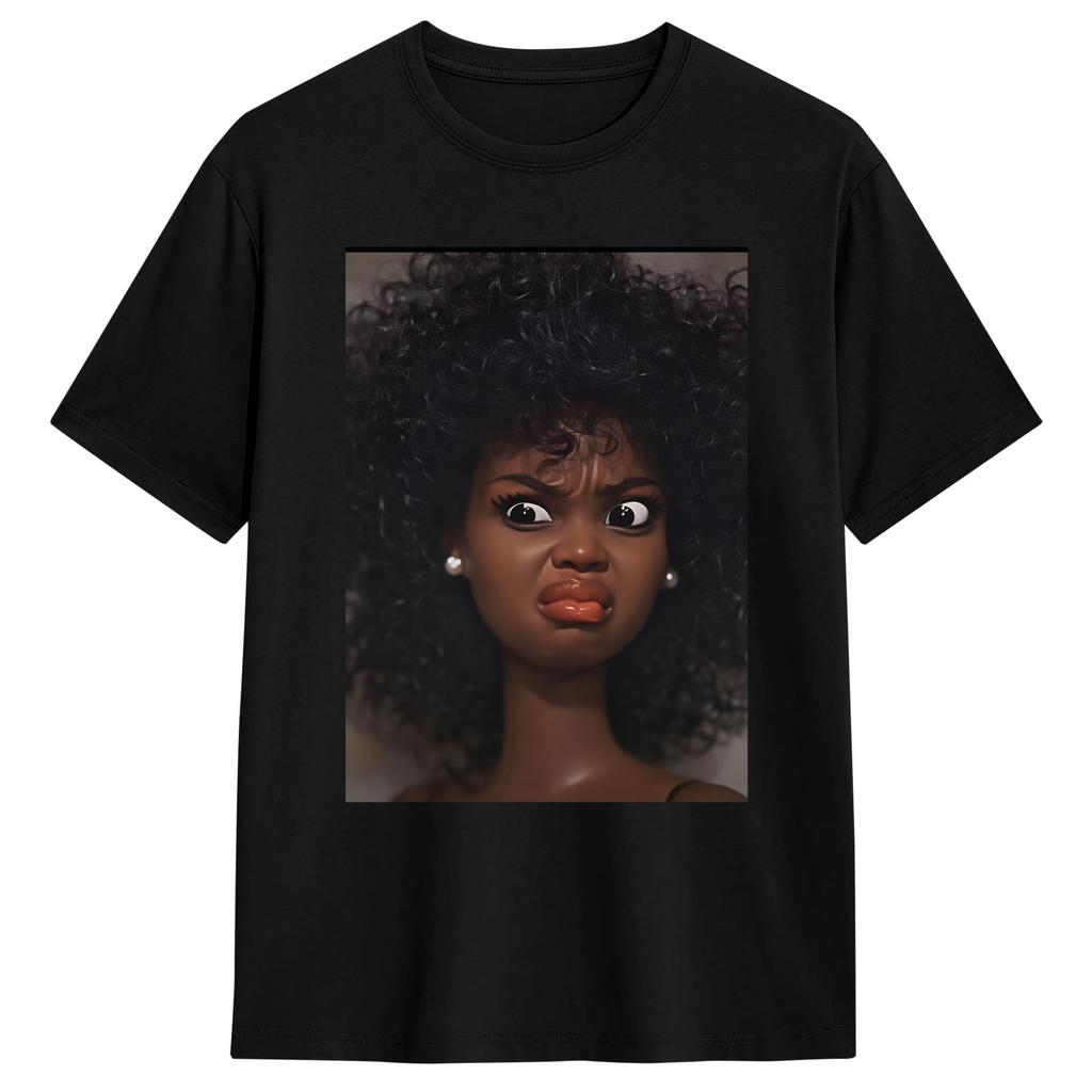 Distressed Doll Face Meme Cotton T Shirt For Adult Summer Y2K Funny T Shirts Hipster Tee Shirt Oversized Cheap Tops