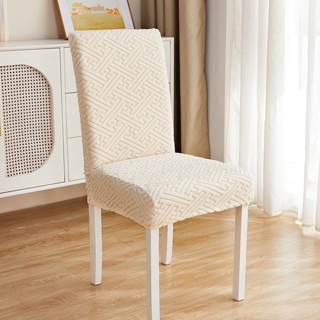 Coprisedia Jacquard Elastico Tinta Unita a Forma di T Coprisedile per Sedia da Sala da Pranzo Fodera Antiscivolo Per Cucina Ufficio Matrimonio Banchetto Casa