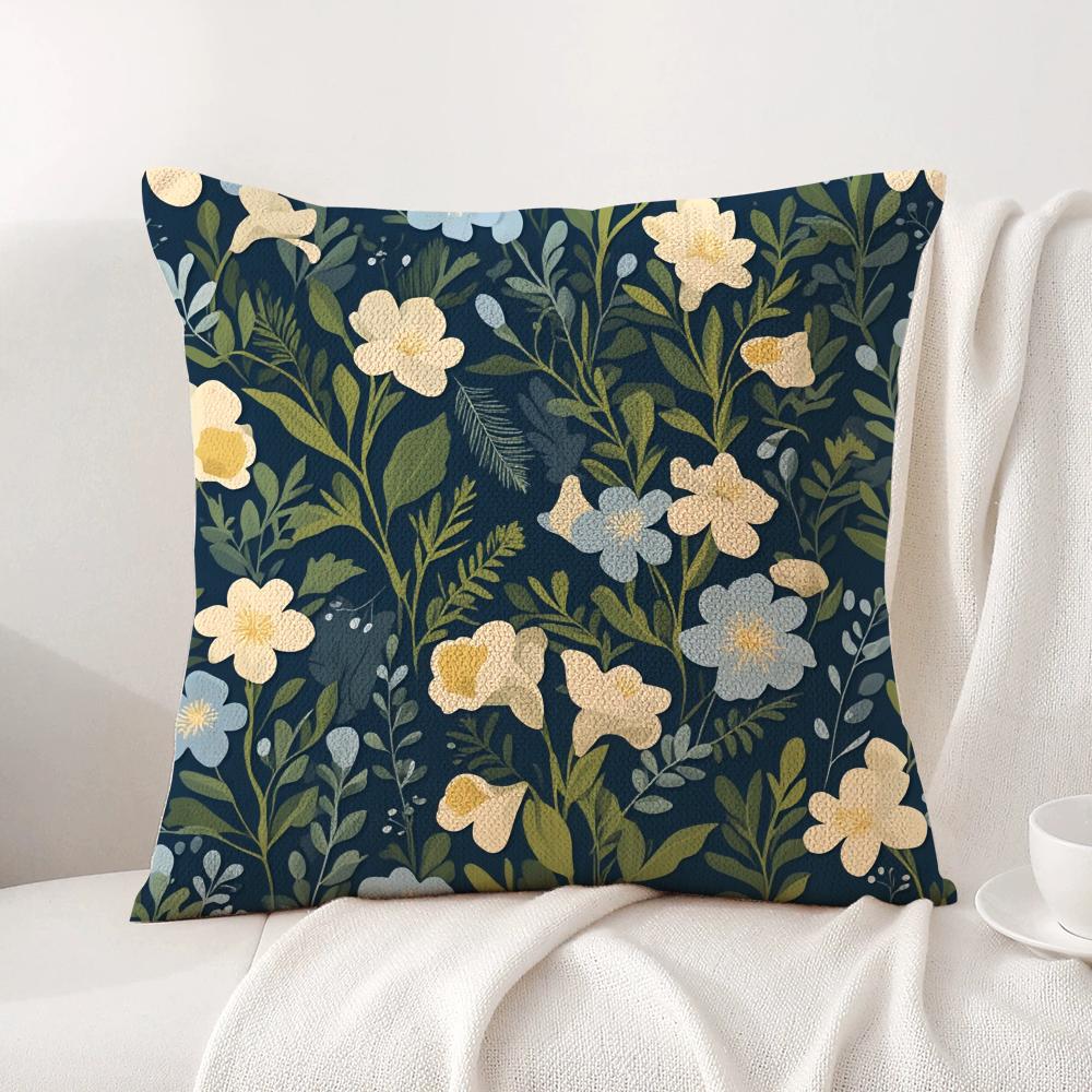 Spring Floral Cushion Cover Natural Linen Organic Fabric Double-Sided Printing Sofa Home Decor Gift Pillow Cover