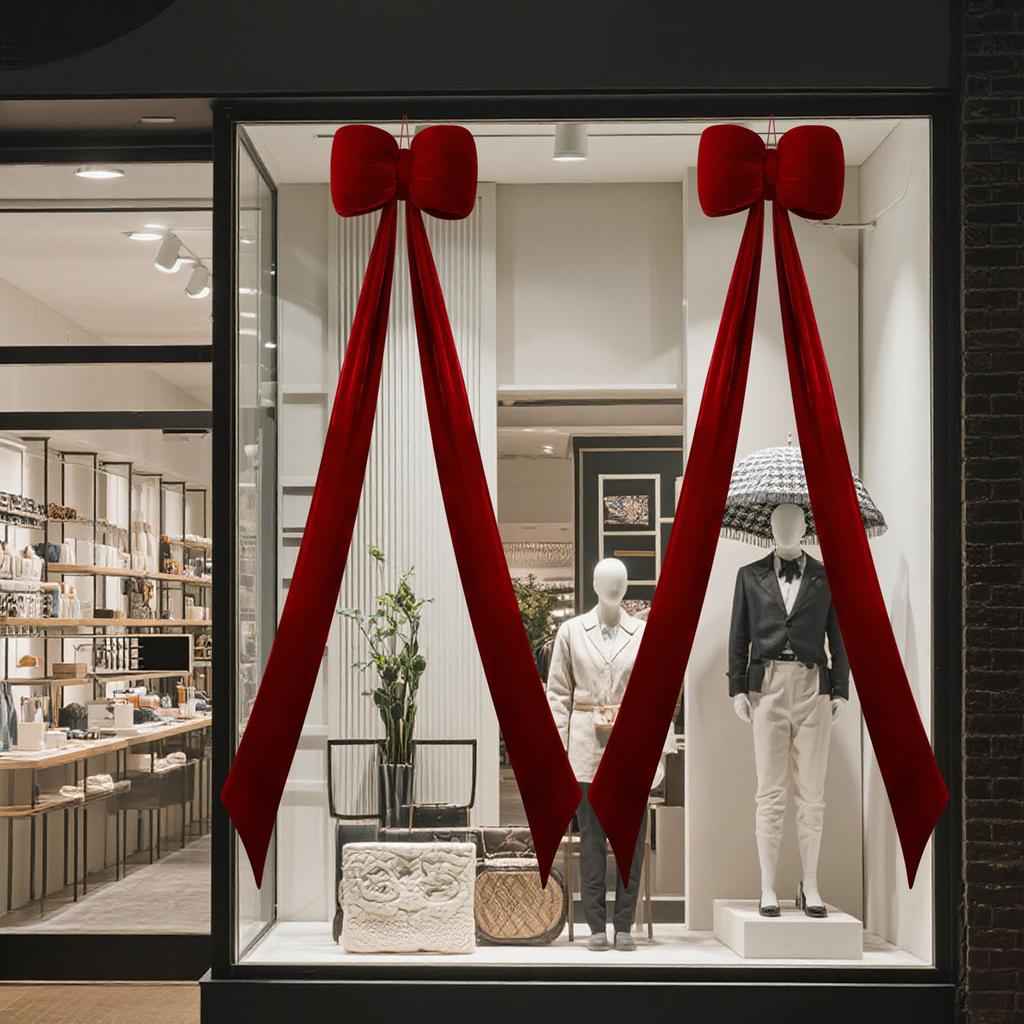 150cm Christmas Bow Decorations, Christmas Window Decorations, Velvet Bow Ornaments