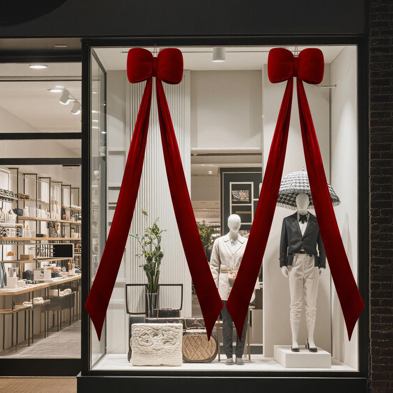 

Рождественские украшения в виде бантов 150 см, Украшения для рождественских окон, Бархатные банты One Size винный