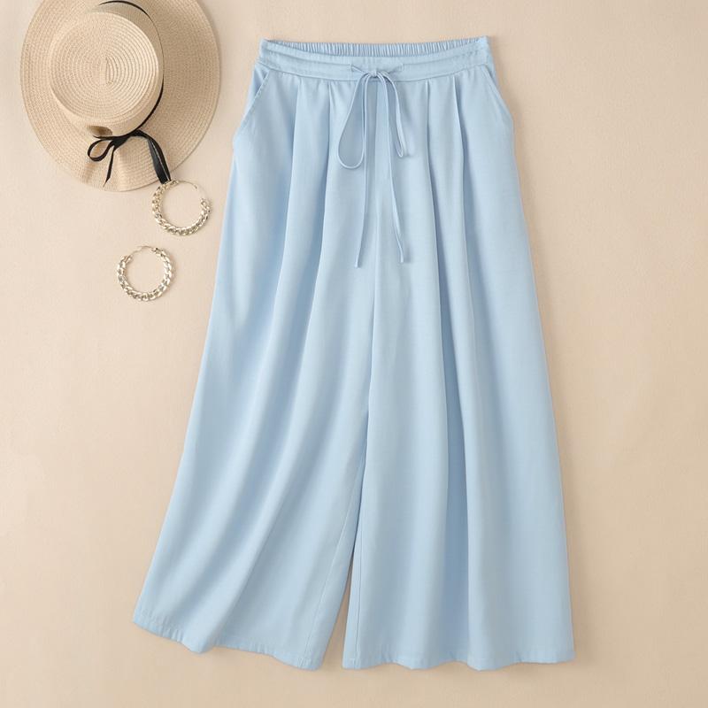 

ZANZEA Женские летние брюки с эластичной талией, свободные, повседневные, с широкими штанинами M