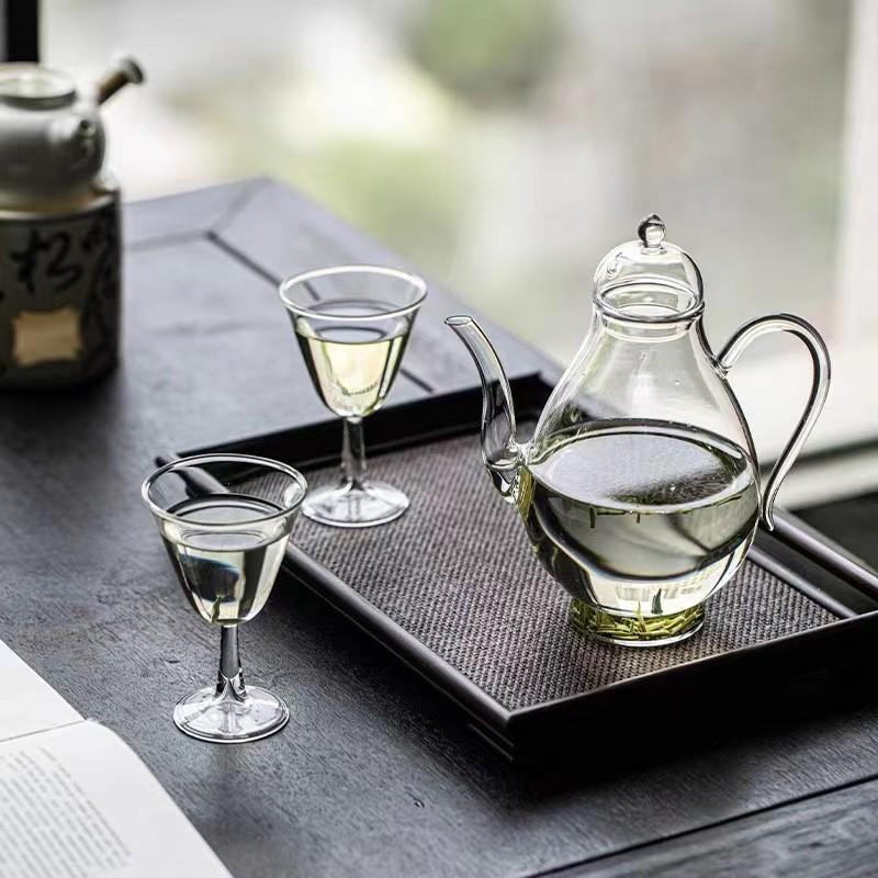 JUSTINLAU 450/650ML Imitation Song-style Teapot Brewing Puer Green Tea Kettle High-borosilicate Glass Water Jug Home Teaware