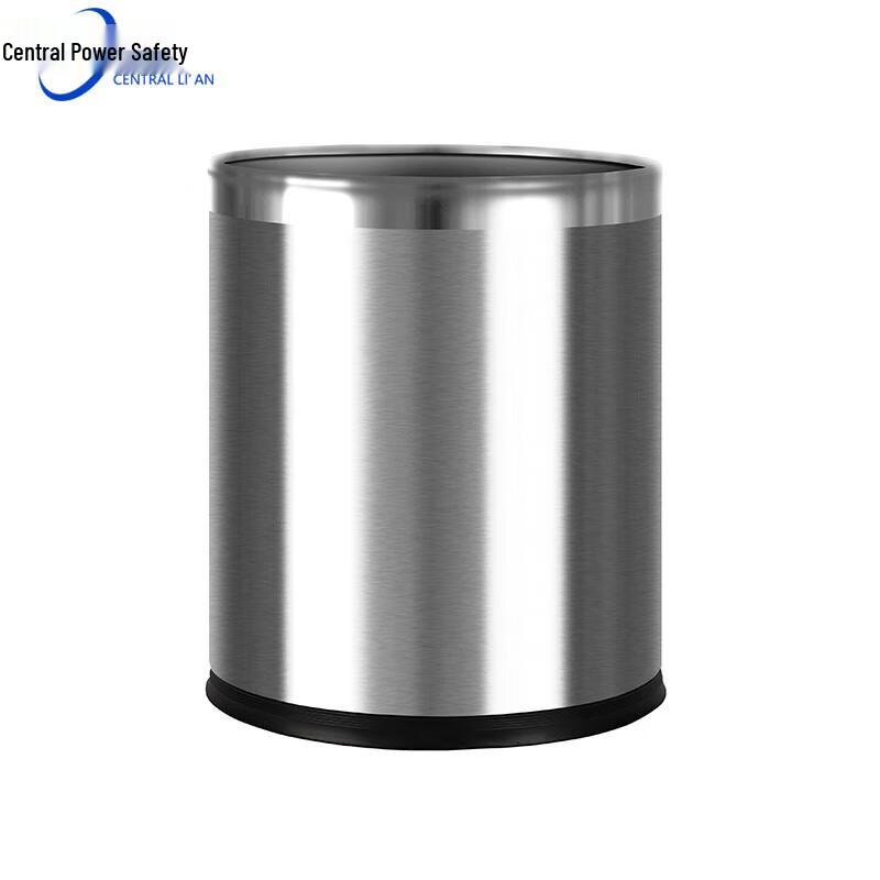 Zhonghuan LAn 10L Round Stainless Steel Double Layer Commercial Trash Can