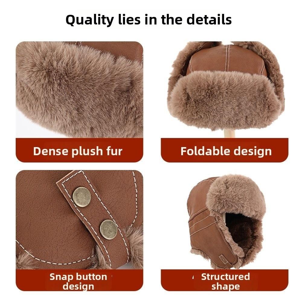 Warm Trapper Hat Faux Fur Lining Bomber Hat New Earflap Hat Cycling