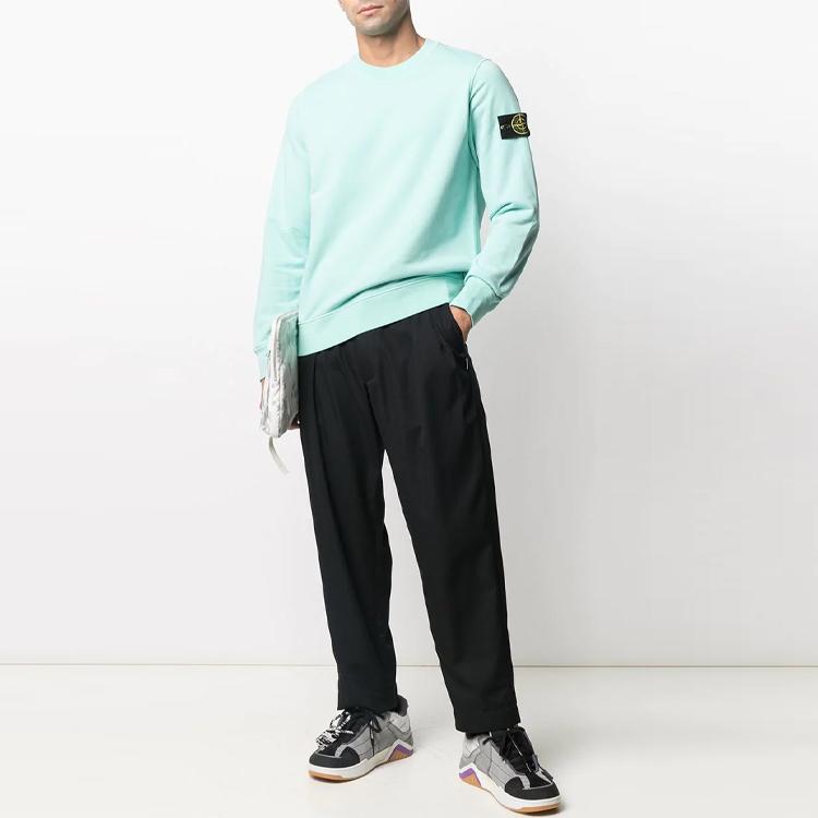 STONE ISLAND Ss21 Micro Logo Crewneck Sweatshirt Men Sweatshirt Blue 741563051-V0044