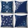 Home Decor Blue Snowflake & Floral Patterned Cushion Covers Pattern Cushion Cover Suitable for Sofa Bedroom Car Pillow Cover