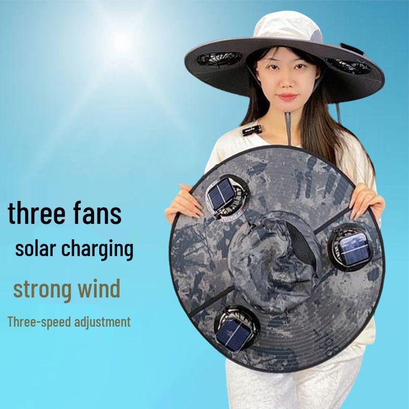 Men's Solar-Powered UV Protection Waterproof Fisherman Hat for Summer Outdoor Activities