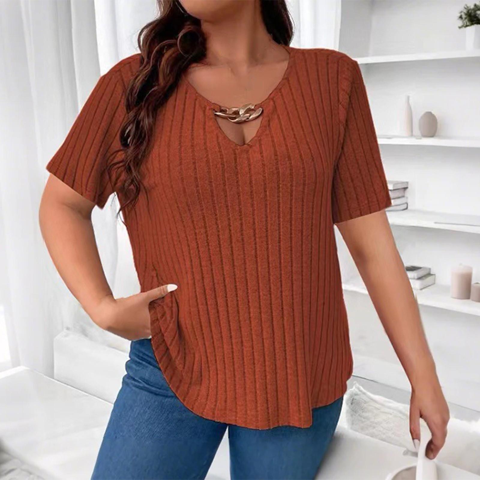 

Женская свободная однотонная футболка большого размера с коротким рукавом и ложным карманом XL шафрановый