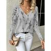 Autumn Women's 3D Geometric Printed V-Neck Long Sleeve T-Shirt