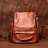 Vintage Backpack Genuine Leather Large Capacity Women Bag Solid Color Natural Cowhide Leisure Travel Bags