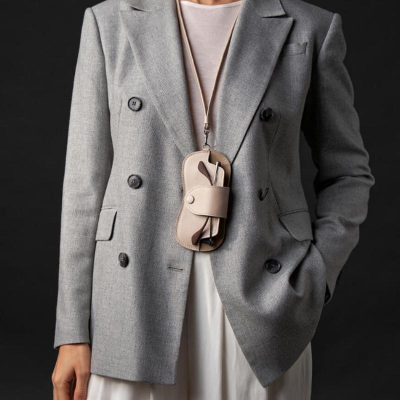 Unisex Glasses Bag Hanging Sunglasses Reading Myopia Glasses Protective Storage Cover PU Leather Portable Travel Eyewear Holder