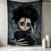 Edward Scissorhands Wall Tapestry Aesthetic Wall Hanging Printed Fabric Blanket Decorative Tapestries For Bedroom Living Room Home Decor