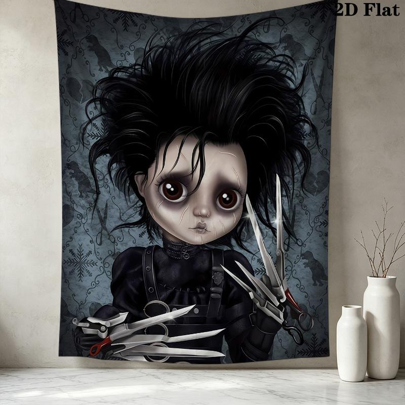 Edward Scissorhands Wall Tapestry Aesthetic Wall Hanging Printed Fabric Blanket Decorative Tapestries For Bedroom Living Room Home Decor