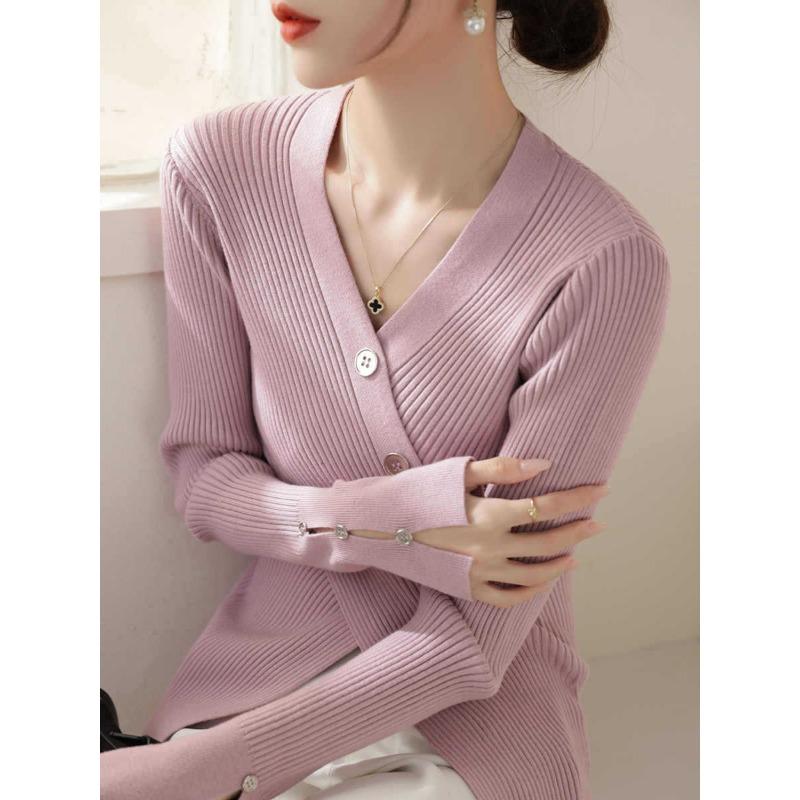 

Ленивый ветер вязаный свитер женский летний новый с длинным рукавом высококлассный супер хорошо выглядящий базовый топ One Size