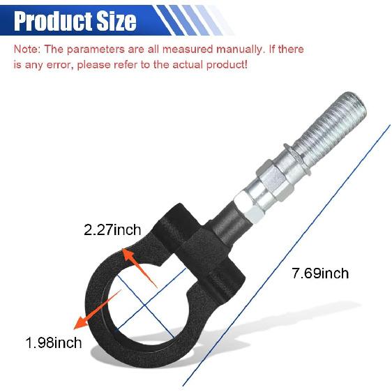 Car Front Bumper Tow Hook, with Screw-in Design (Black) | Waterproof Trailer Grappling Hook, Foldable Bumper Pull Ring, Vehicle Exterior Accessory