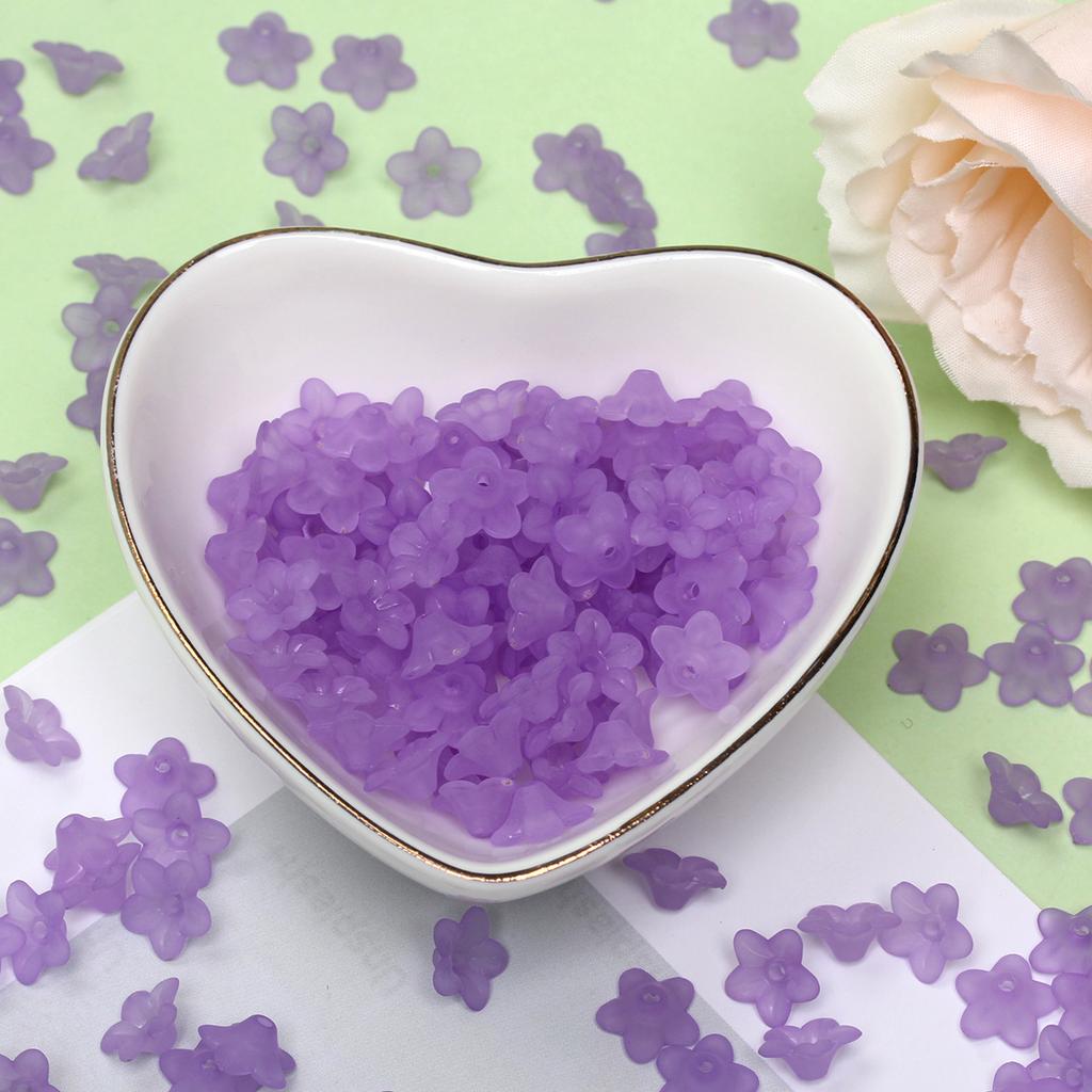 9x4mm Candy Color 200Pcs Acrylic Frosted Transparent Small Trumpet Flower Beads Fashion Jewelry Making Diy Jewelry Materials