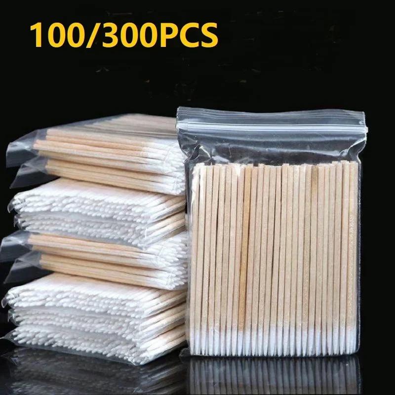 100/300PCS Embroidered Pointed Cotton Swabs Female Cosmetics Tool Nose Ear Cleaning Lipstick Head Stick Bastonil Cotton Cloth
